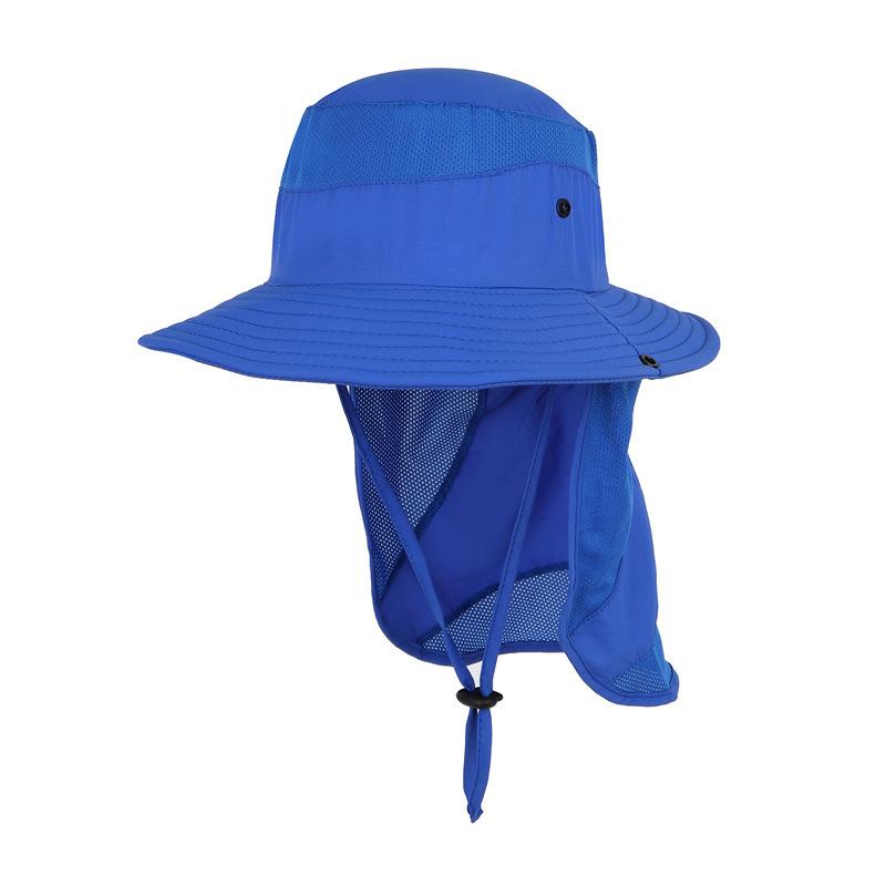 Chapeau de soleil avec protège-nuque pour garçons et filles, Casquettes de plage pour enfants, Visière Safari, UPF 50 +, 54-58 cm, Été, 8-15 ans (as the picture,One Size) blue