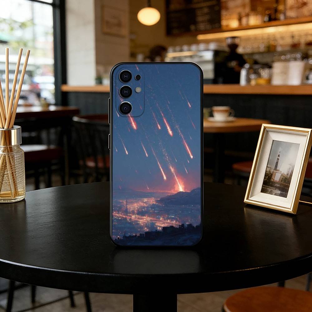 

Meteors in the Night Sky Phone Case Black Silicone Soft For Samsung S25,S24,S21,S22,S23,S30,Ultra,S20,Plus,Fe,Lite Samsung S25ULTRA