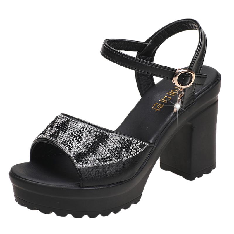 

Модные женские туфли на платформе с высоким каблуком Fish Mouth, босоножки на танкетке с пряжкой, женские туфли, женские босоножки на платформе с высоким каблуком, высокие каблуки 35 чёрный