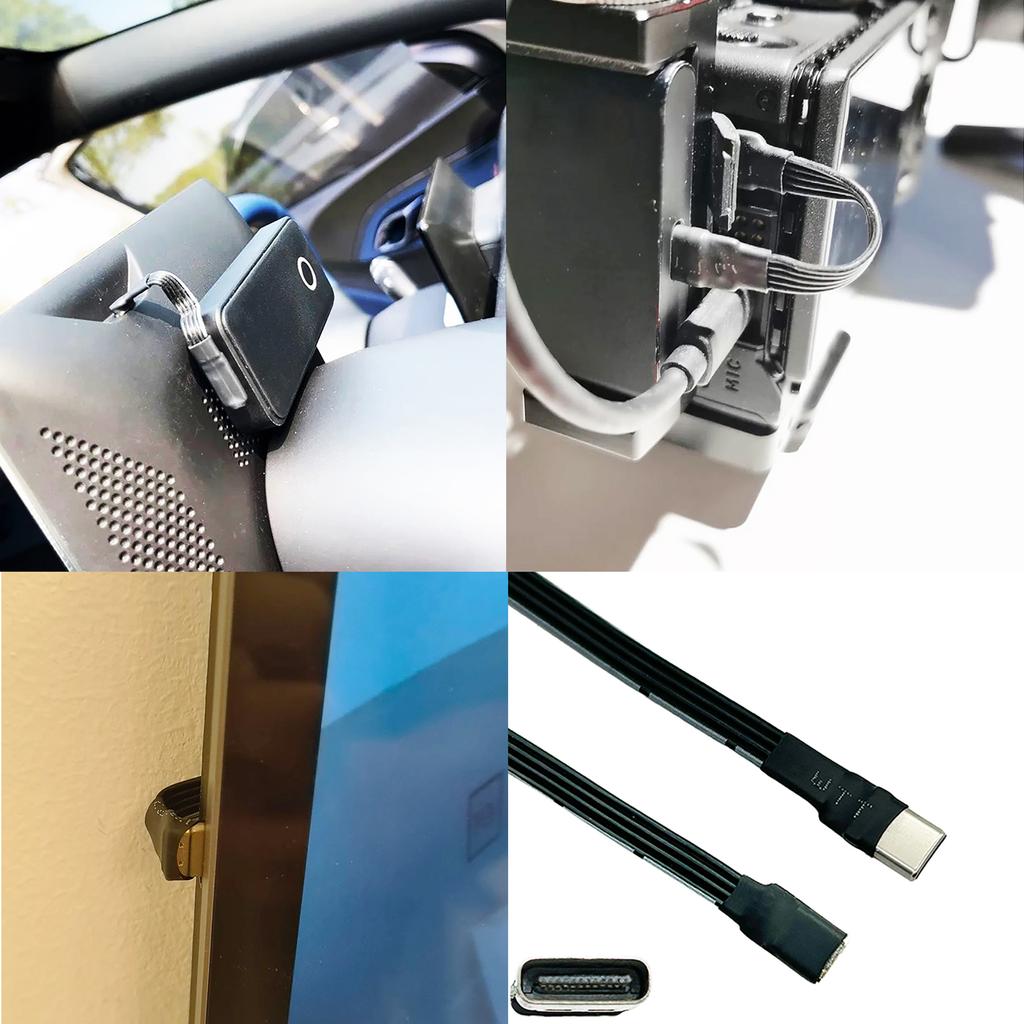 USB C Male to USB C Female Extension Cable 90 Degree Ribbon Flat USB C Cable 18W Charging Data Transfer 480Mbps
