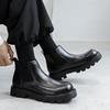 men casual business office chelsea boots black stylish genuine leather shoes cowboy platform boot spring autumn ankle botas mans