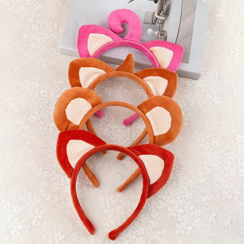 Animal Ear Headband for Women GIrl Face Washing Plush Hairband Styling Accessory Cosplay Party Hairhoop for Theme Event and Stage Performances