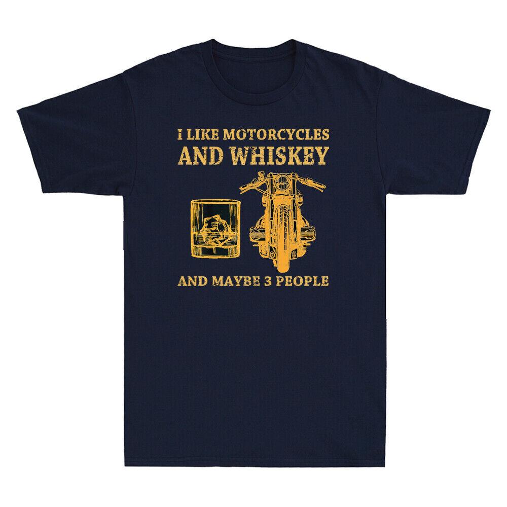 I Like Motorcycles And Whiskey And Maybe 3 People Vintage Men s T-Shirt Black L