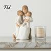 Hand Carved Style Ornament Mother Holding Baby Figurine, Resin Family Love Statue for Bedroom Desk, Heartwarming Figurine Home Decor Ornament,