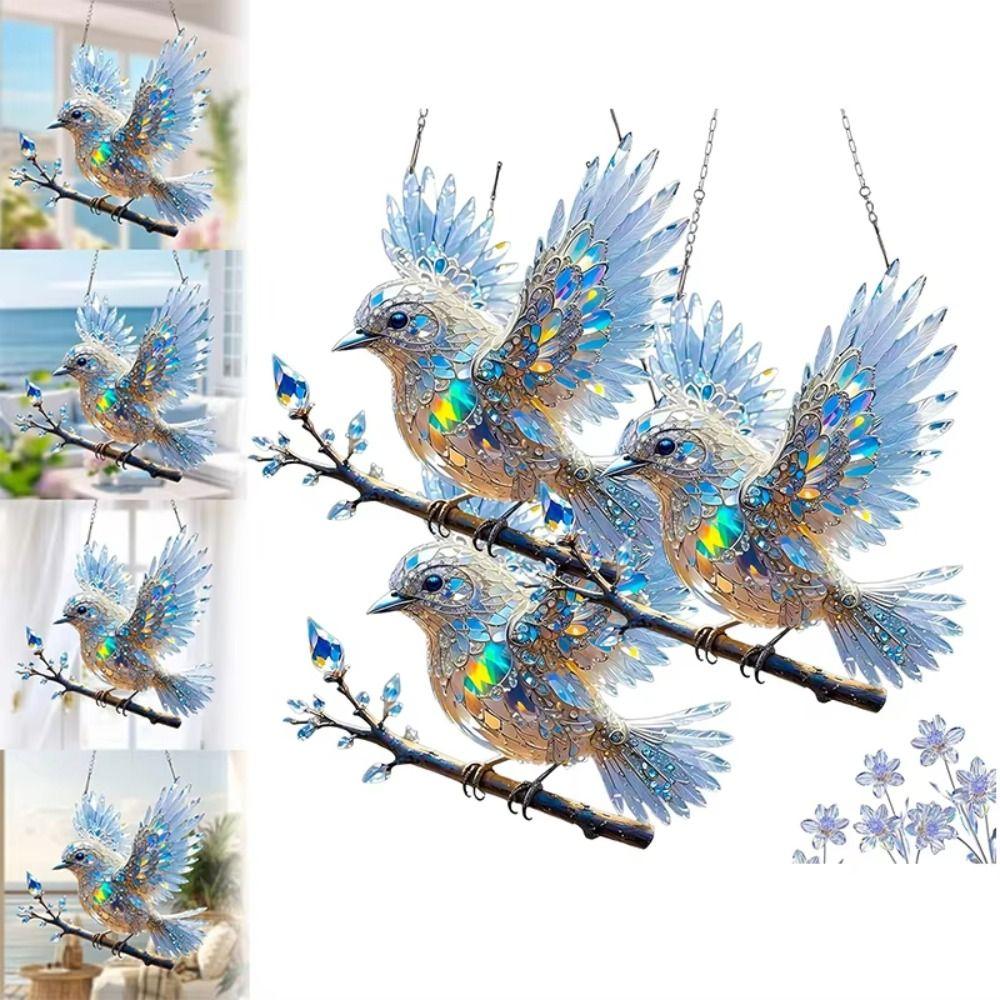 2D Flat Bird Hangings Pendant Sky Stained Art Ornaments Window Hanging Bird Acrylic Home Decoration Bluebirds Suncatchers