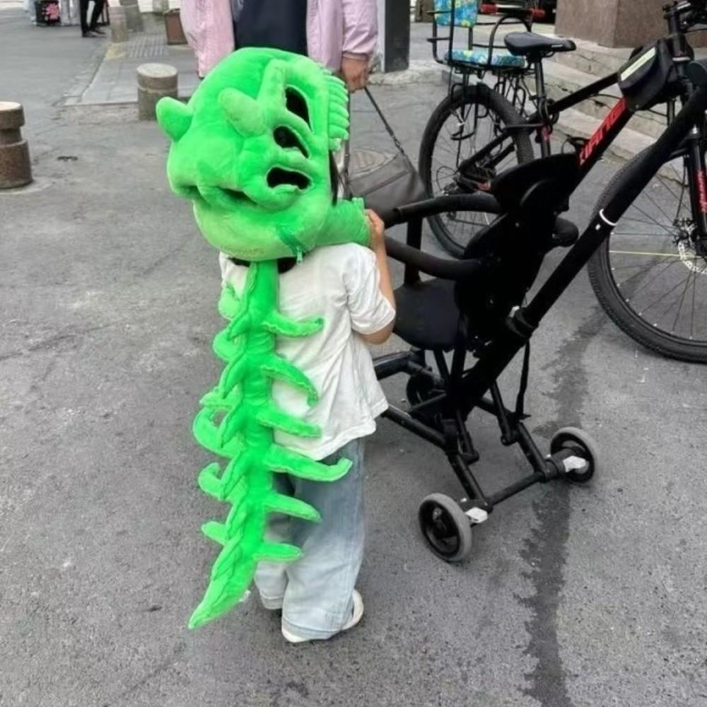 Soft Dinosaur Skeleton Headgear Realistic Stuffed Animal Bone Set Dino Plush Hat  Halloween Costume