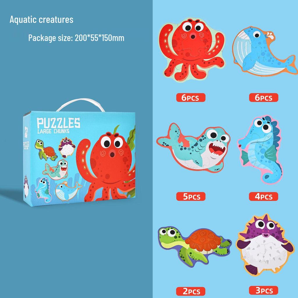 TEMU Educational Six-in-One Cognitive Puzzle: Animals & Transportation for Kindergarteners