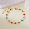 Candy Bracelet Necklace for Women Colorful Round Rhinestone Chain Bracelets Earring Sweet Christmas Gift Party Jewelry Set