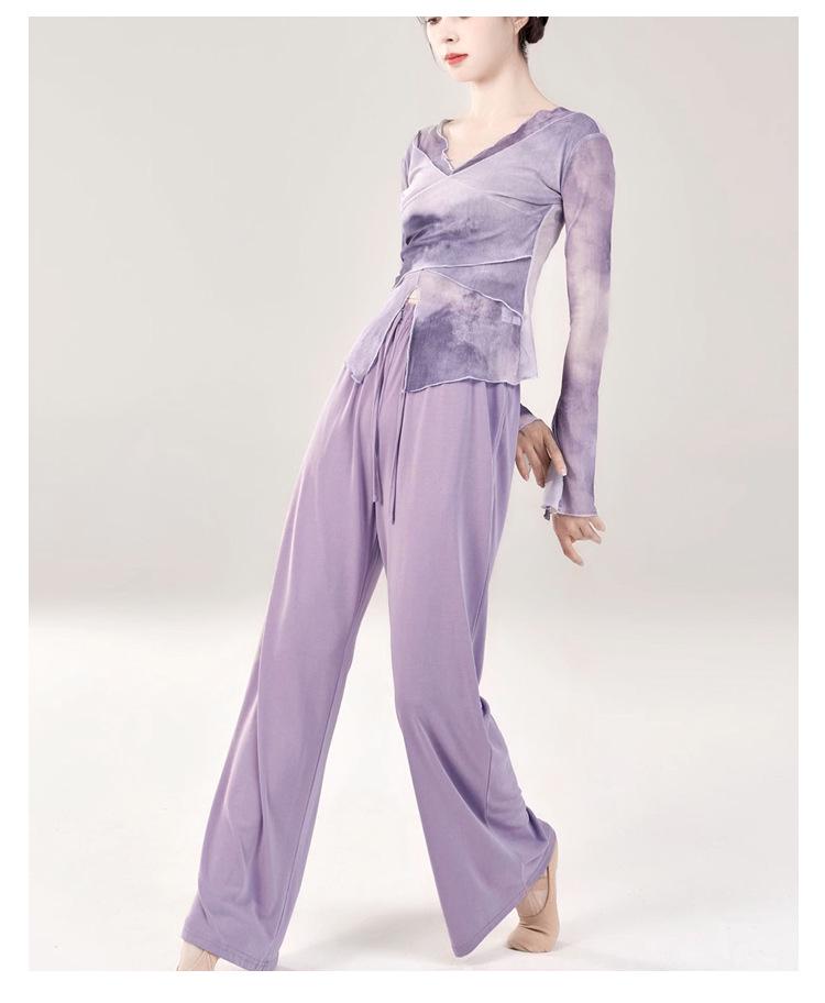 Women's Gradient Ethnic Dance Costume - Long Sleeve Gauze for Classical Chinese Dance Practice and Art Exams.