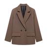 Modă Femei cu Buzunare Blazer Solid cu Piept Dublu Vintage Mâneci Lungi Guler Crestat Ținute Femei Doamnă de Birou