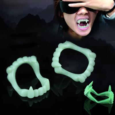 Night Light Vampire Dentures Halloween Party Role Playing Night Light Props Horror Vampire Night Light Dentures Trick Toy