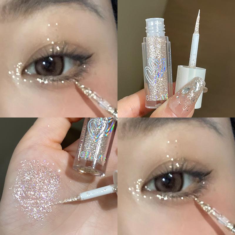 Gellas Liquid Shimmer Eyeshadow: Teardrop Under-eye Highlight with Fine Glitter