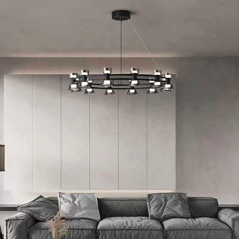 Modern Italian Minimalist Glass Chandelier for Living Room or Bar