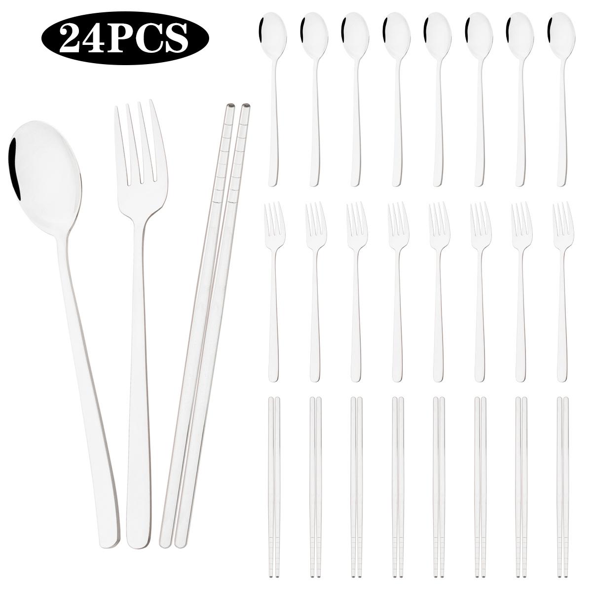 

Набор столовых приборов из черного золота, 24 шт., вилка, ложка, палочки для еды, столовые приборы, зеркальная нержавеющая сталь, западная вечеринка, кухонная посуда серебряный