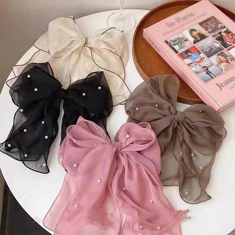 Ribbon Hair Clip Chiffon Material Hairpin Chiffon Hair Accessory Lightweight Ponytail Clip For Formal Event Casual Wear