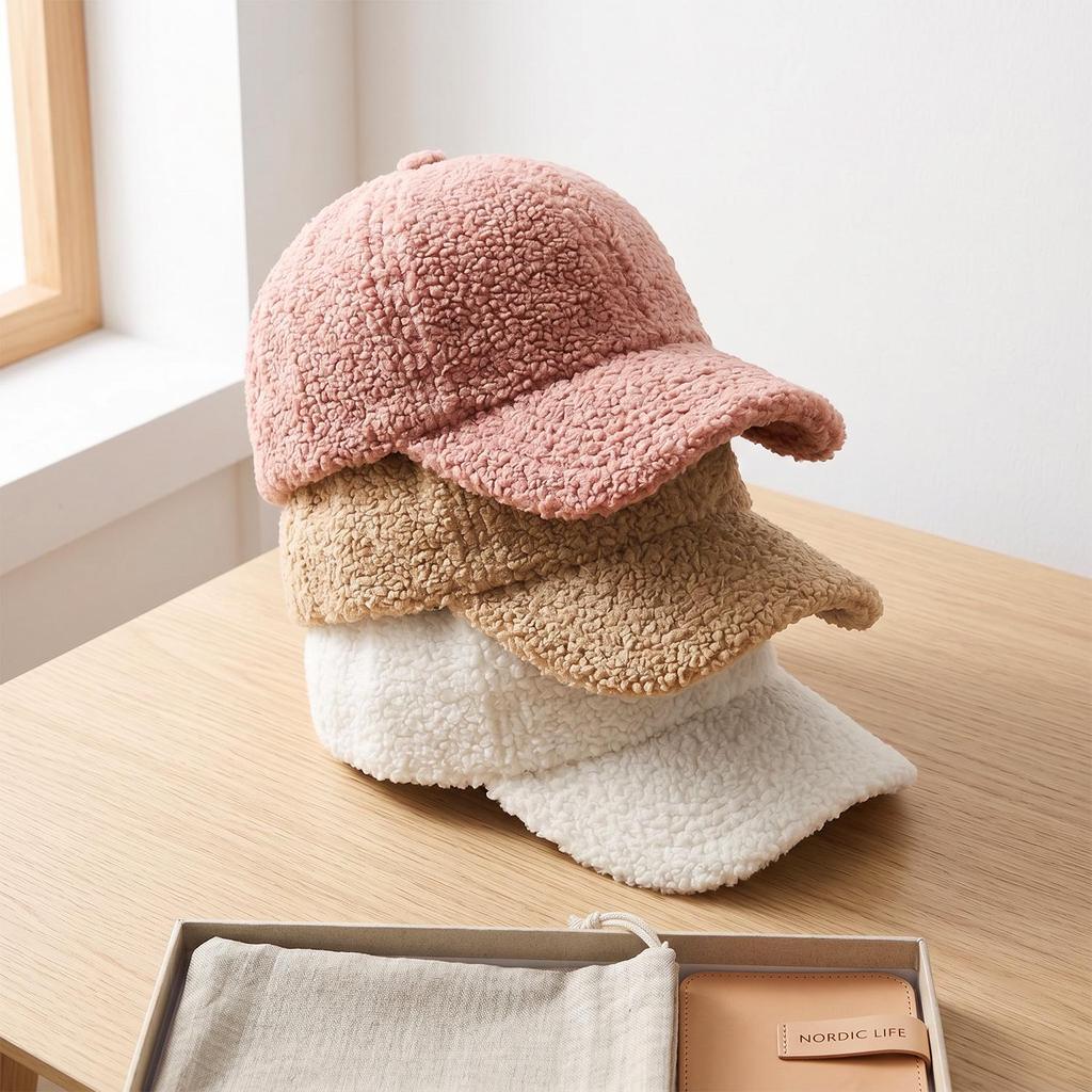 Cappellino da Baseball in Pelliccia Sintetica Stile Coreano per Donna e Uomo - Versatile Cappello Invernale Caldo Casual a Becco d'Anatra