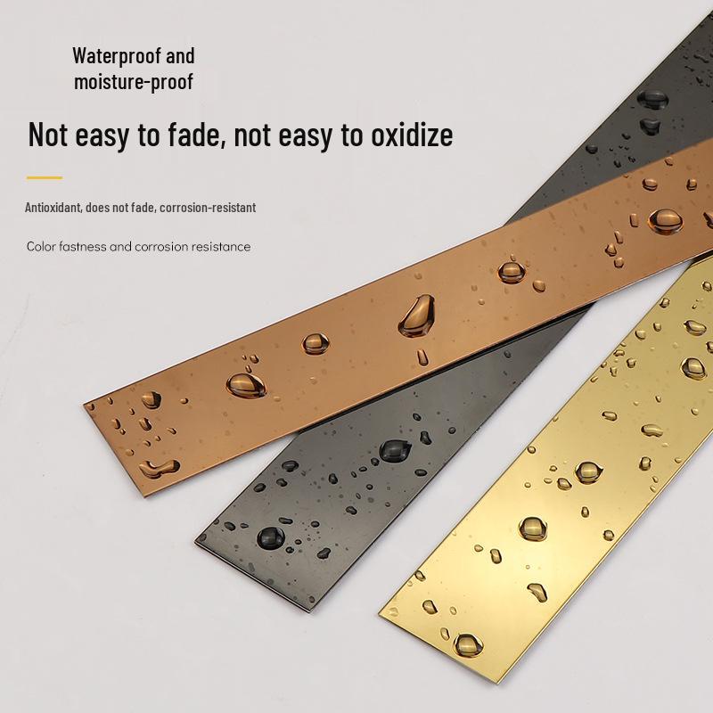 Self-Adhesive Titanium Gold Stainless Steel Trim Strip for TV Wall & Ceiling