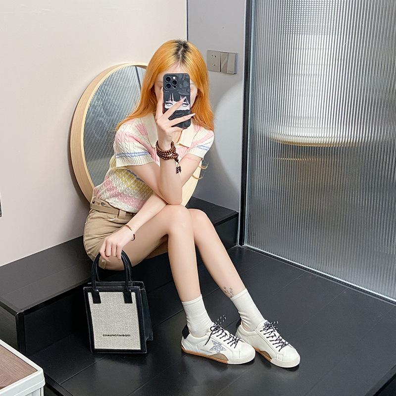 Popular versatile flat-soled casual shoes trendy and comfortable niche style old stars dirty shoes color matching lace-up board shoes women