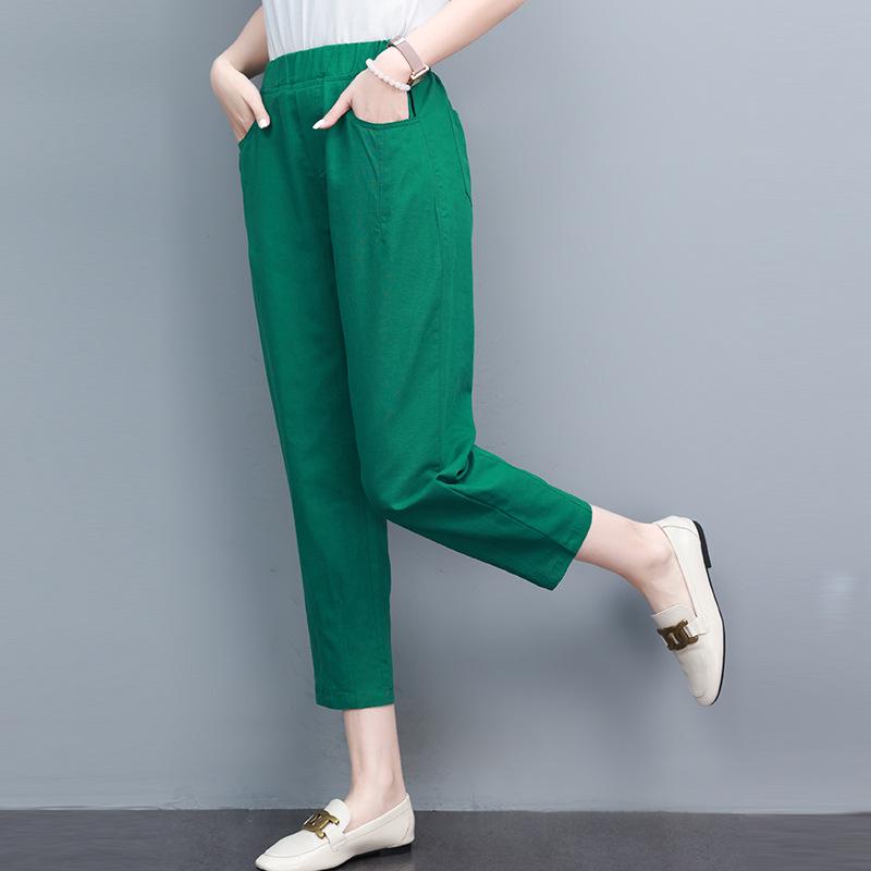 Women's Summer High-Waist Loose Seven-Point Harem Pants - Slimming Fit with Small Leg Trousers