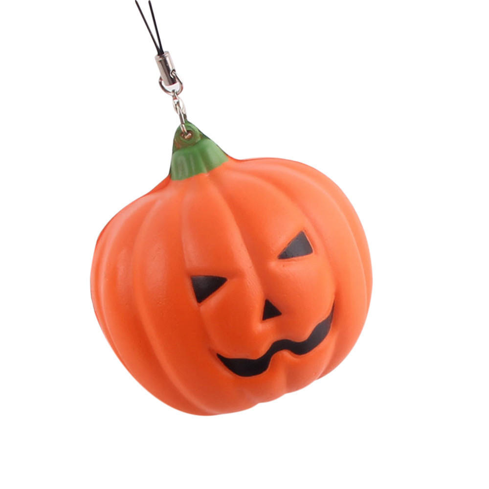 (H0826)Halloween Soft Pumpkin Cartoon Squishy Slow Rising Squeeze Toy Phone Straps