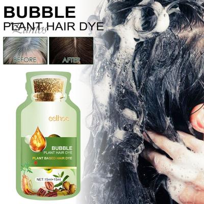 10 ks 30 ml bublinkové farbivo na vlasy Jemný prírodný rastlinný extrakt Farbiaci šampón Muži Ženy Botanická bublinková pena na farbenie