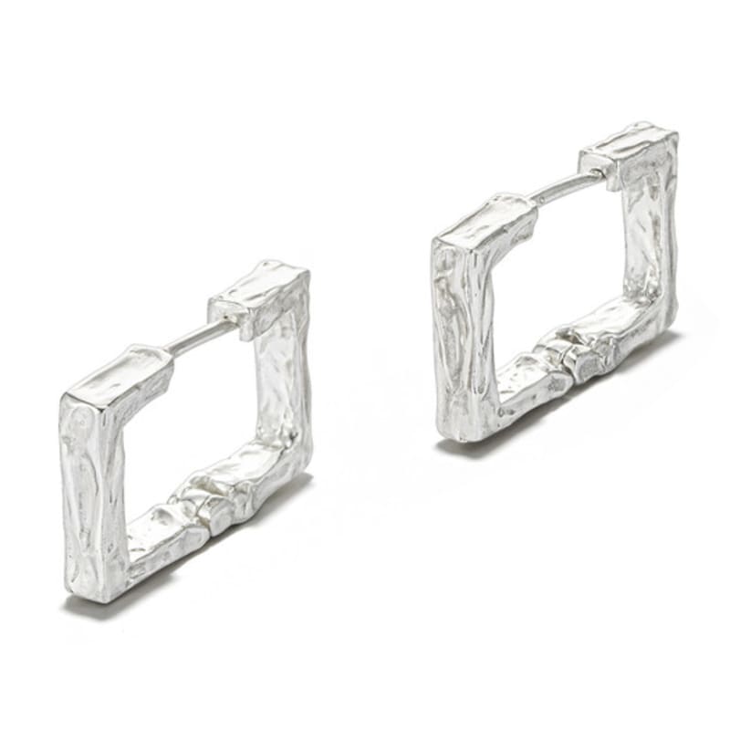 IBAE Silver Square Horizontal Earrings