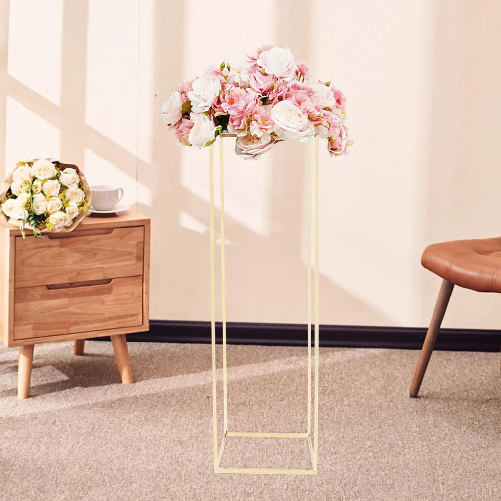 Golden Vases Wedding Table Decoration 100 cm High Vase Metal Column Flower Stand Geometric for Birthday Party Home Decoration