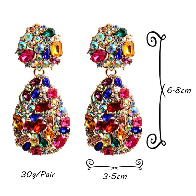 New Colorful Crystals Drop Earrings Fine Jewelry Accessories For Women Fashion Trend Rhinestone Pendientes Bijoux
