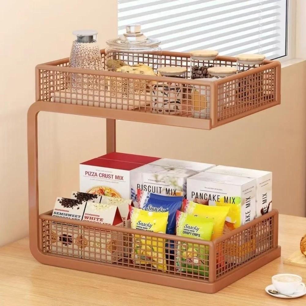 Double-Layer Desktop Storage Rack Desktop Organizer Countertop Rack  Kitchen Counter