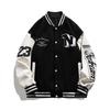 Amerikanischer Herbst und Winter Paare Baseball-Uniform Herren PU-Leder-Patchwork Lässige Herrenjacke Trendige Marke