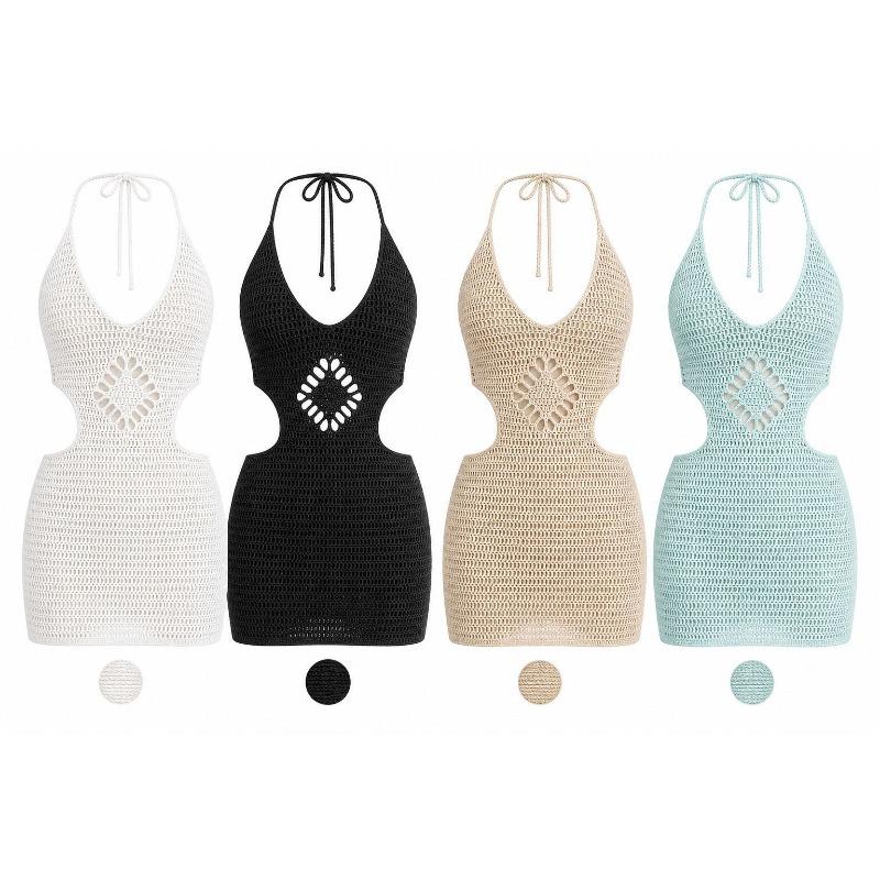 Sexy Hollow Out Strap Bodycon Mini Beach Dress