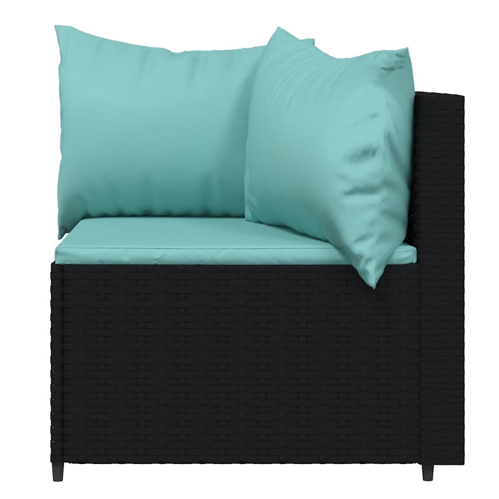 Vidaxl 3-Cz. Garden Lounge Set, Cushions, Black PE Rattan