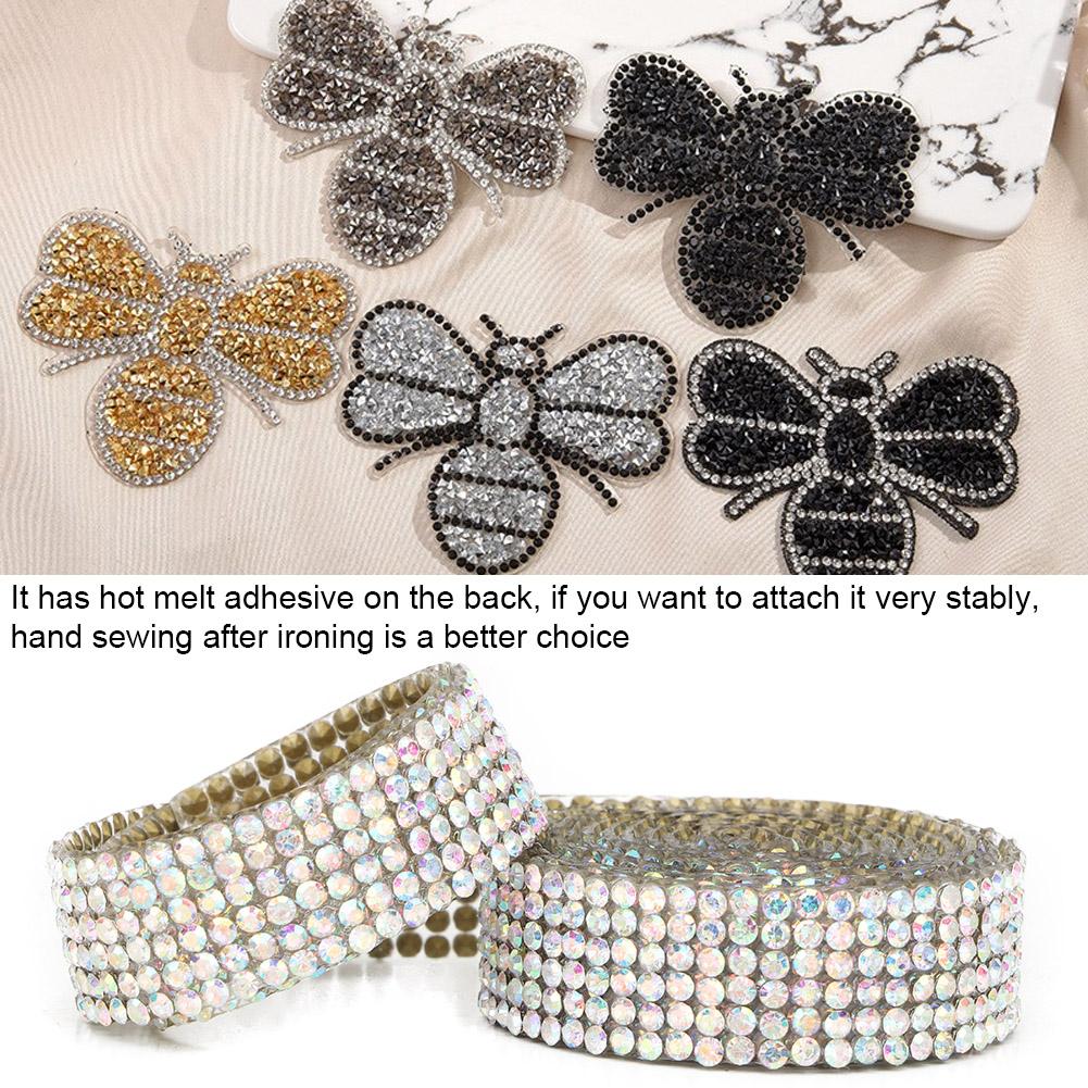1m Strass Glasgewebe Band Eisen auf Aufnäher Brautkleid Schuhe Besatz (  Farbe)