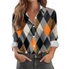 Women's Casual Fashion Plaid Print Half-Open Collar Long Sleeve Shirt