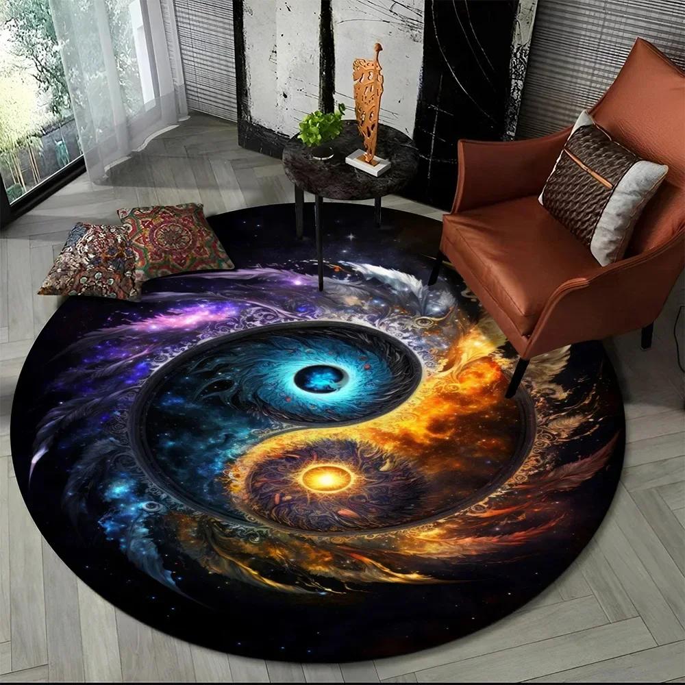 3D Naturalize Yin and Yang Chinese Tai Chi Round Carpet Circle Area Rug for Living Room Bedroom Decor Doormat Non-slip Floor Mat