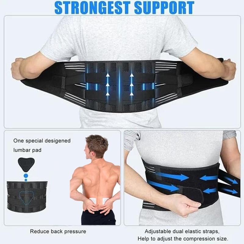 Lumbar Back Belt with Waist Pad Adjustable Breathable Waist Trainer Anti-skid Spine Lumbar Support Belt Lower Back Stress Relief