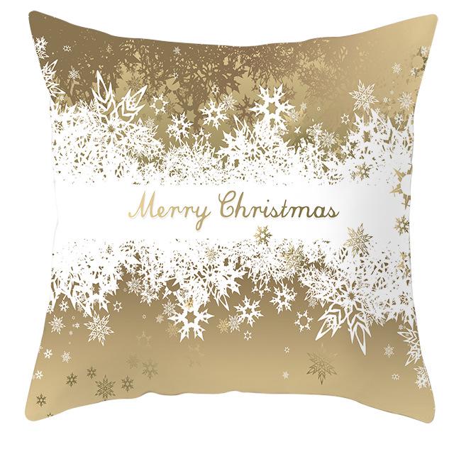 New Christmas Golden Snowflake Peach Leather Velvet Pillowcase Home Sofa Pillow Cushion Cover