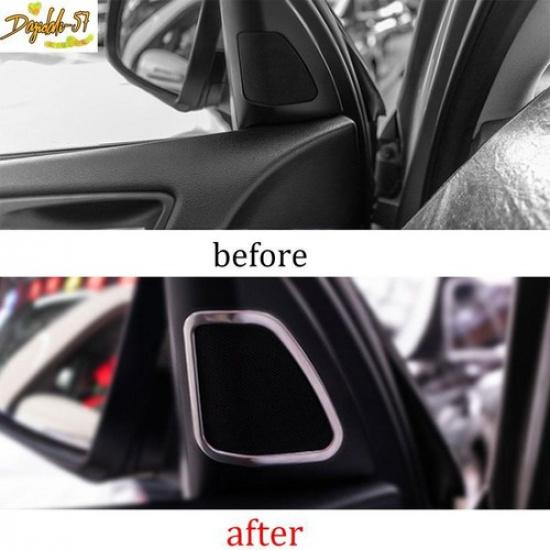 For BMW X5 E70 2008-2013 Silver Steel A Post Speaker Frame Cover Trim 2PCS