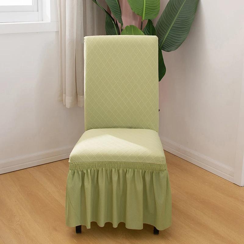 Housses de Chaise de Salle à Manger avec Jupe à Volants Spandex Extensible Jacquard Épaissi Universel Ajusté Housse de Chaise de Salle à Manger pour la Maison