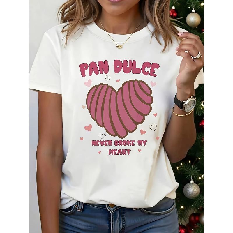 

Women S T-Shirt, Spanish Letter Print, White Short-Sleeved Round Neck Printed T-Shirt, - Machine Washable, Casual Style, Comfortable Fit S белый