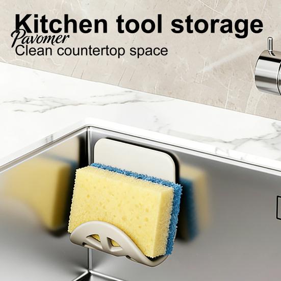 Kitchen Sink Sponge Holder Wall Mounted Flexible Holder, Traceless Adhesive Drain Rack, Space Storage Rack for Soap Saving Bendable And Countertop