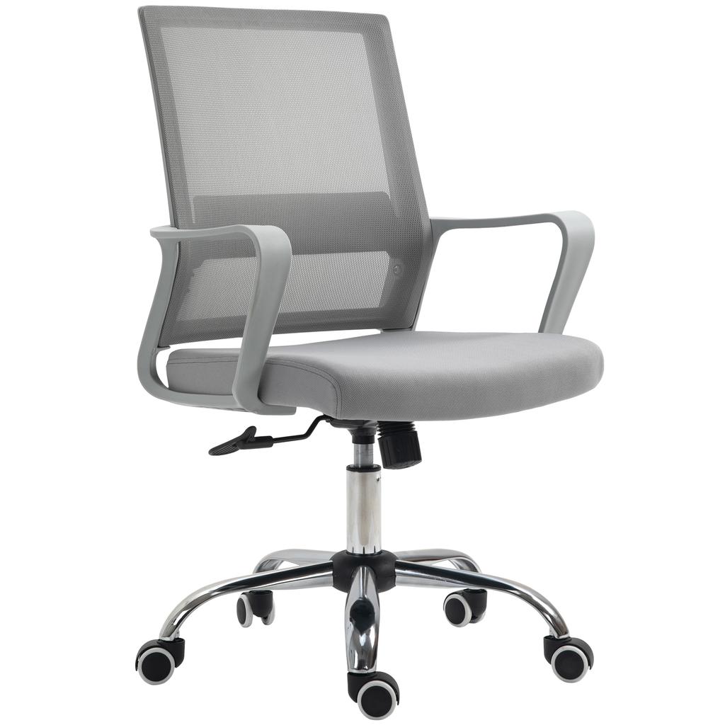 Ergonomic Desk Chair Mesh Office Chair with Adjustable Height Armrest and 360 degrees Swivel Castor Wheels Grey