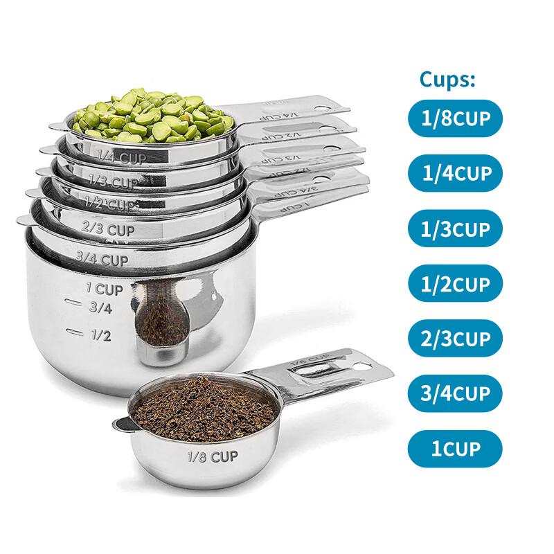 Xihuo Stainless Steel 7-Piece Measuring Spoon and Cup Set