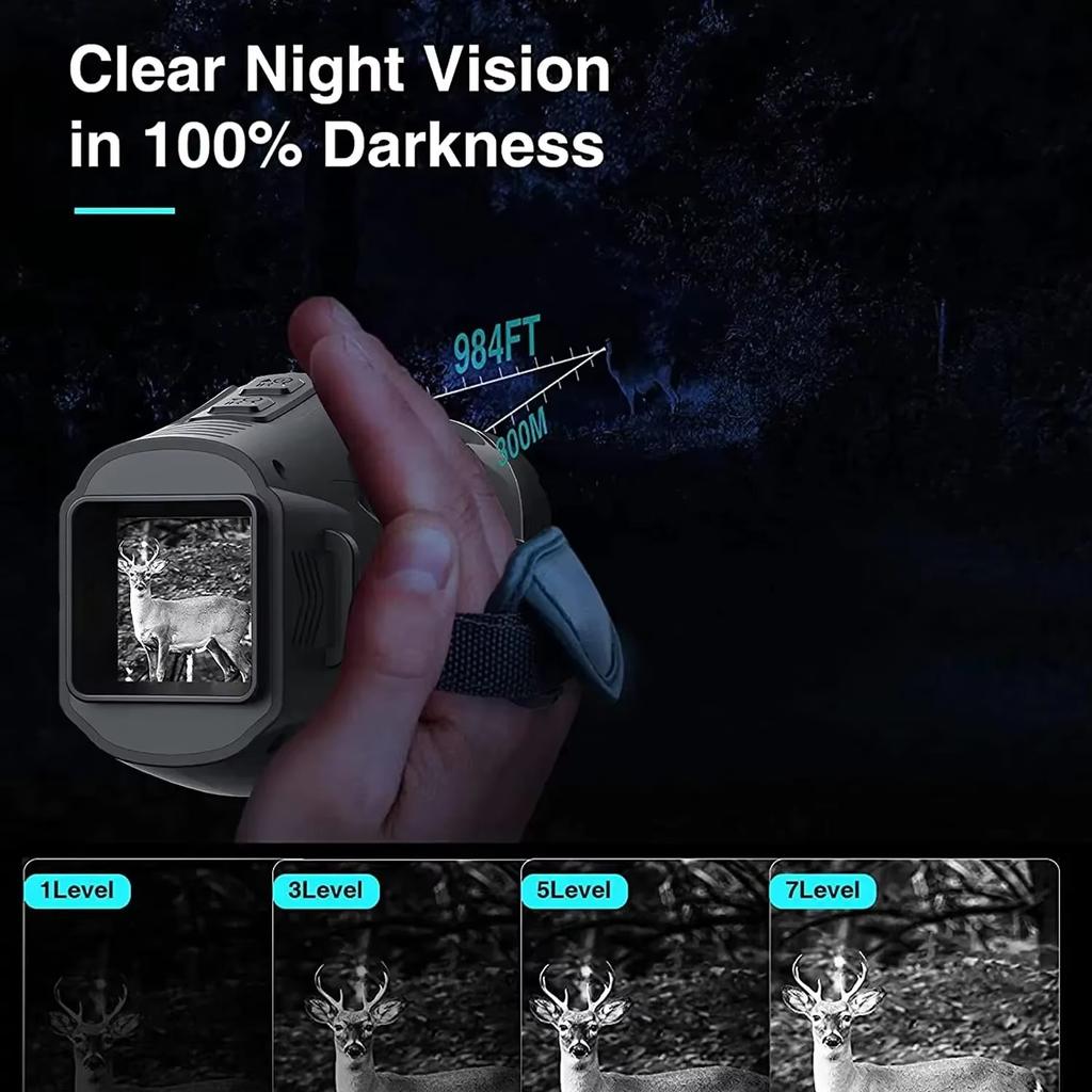 R11 1080P Monocular Infrared Night Vision Device 5X Digital Zoom 300M Full Dark Viewing Distance for Day Night Use in Hunting