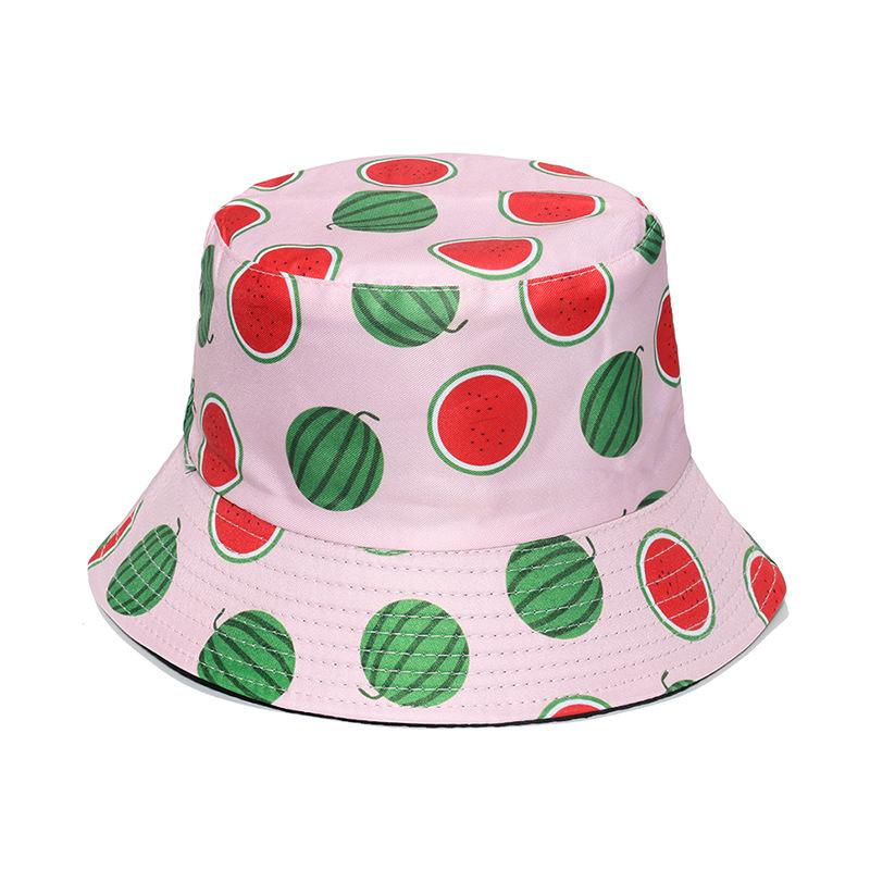 Unisex Vegetables Fruits Print Bucket Hats For Women Girls Summer Double-Sided Foldable Panama Sun Hat Fruit Bob Fisherman Caps