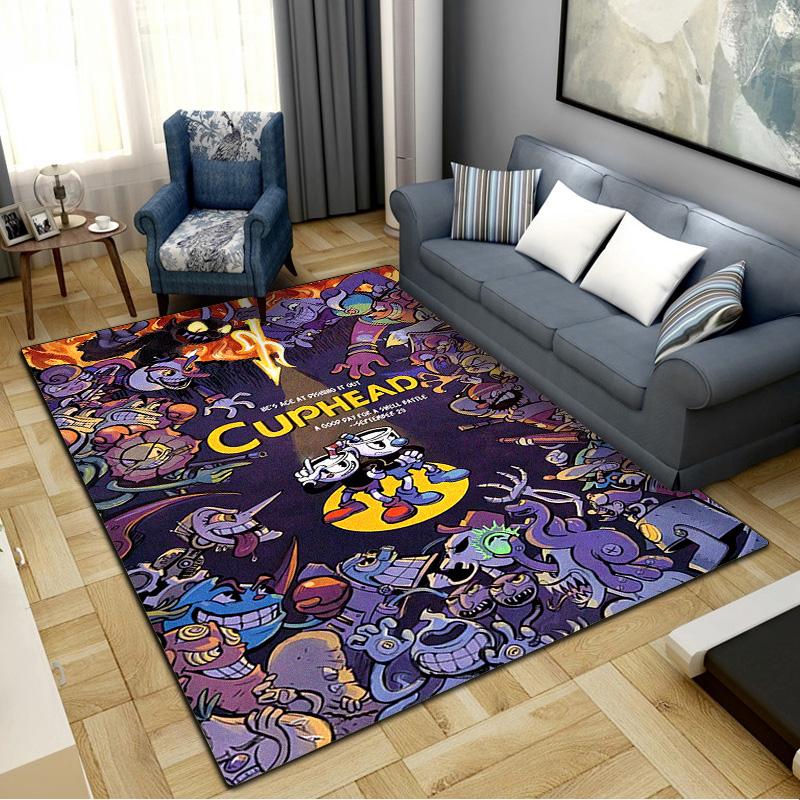 Cuphead Carpet Rug for Living Room Bedroom Home Sofa Decoration,Kids play Non-slip Floor Mat