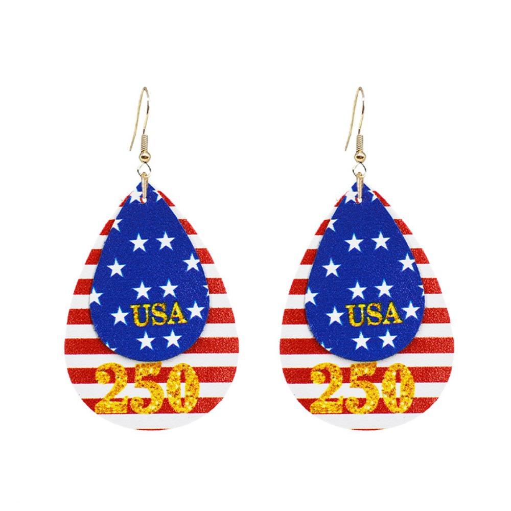 10 Pairs Earrings Flag Patriotic Women 250th Anniversary Red White Blue Lightweight Earrings Celebration Jewelry Gift Wholesale