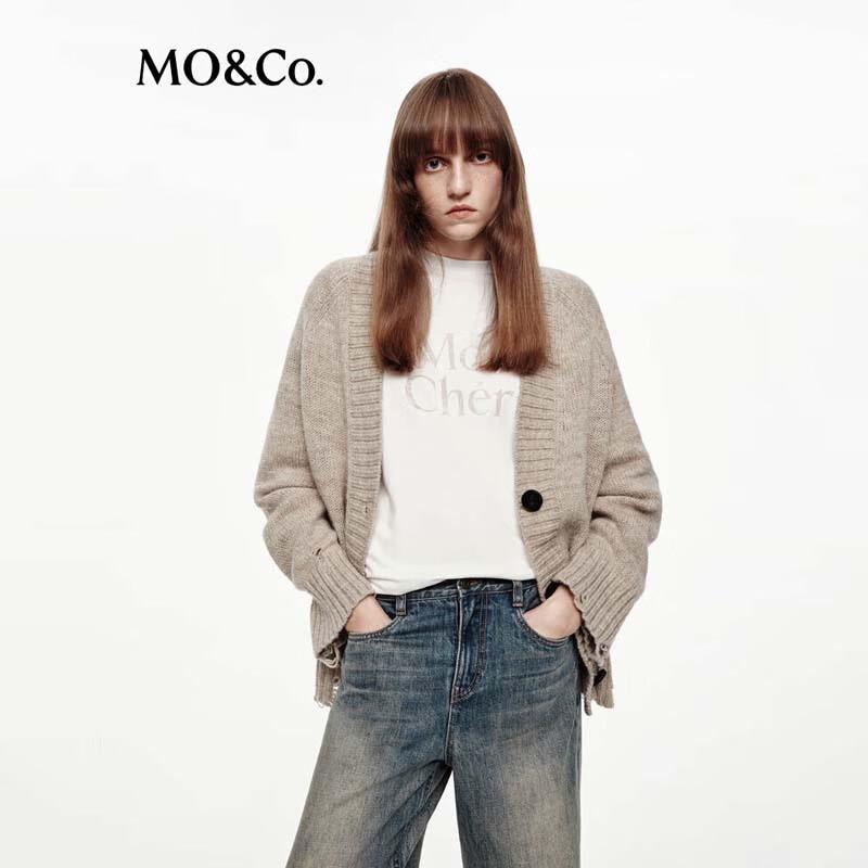 MO&Co. Women's V-Neck Merino Wool Sweater