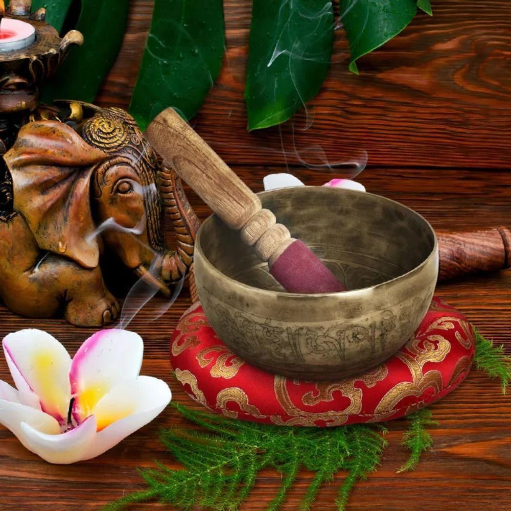 Hand Hammered Yoga Tibetan Singing Bowl Mat Chakra Buddhist Supplies Tibetan Bowl Pillow  Buddhist