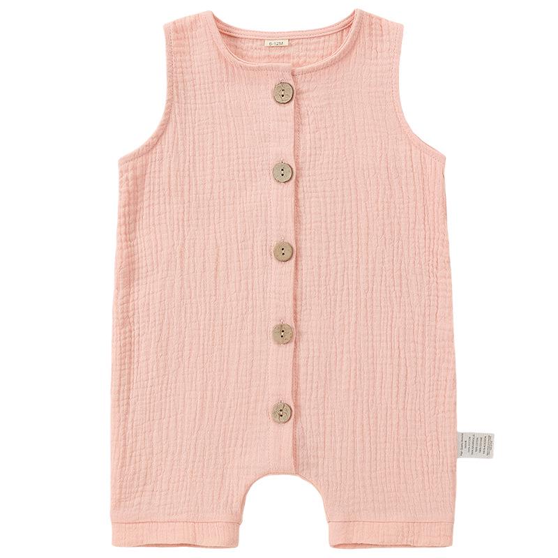 Mengqili Atmungsaktiver Baby-Baumwoll-Strampler - Ärmellos, Einfarbiger Overall für Neugeborene